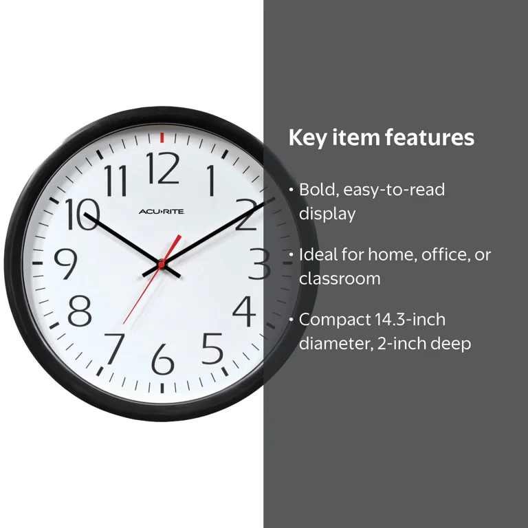 Timex Set and Forget Wall Clock 46004T - Analog Quartz, 14-Inch
