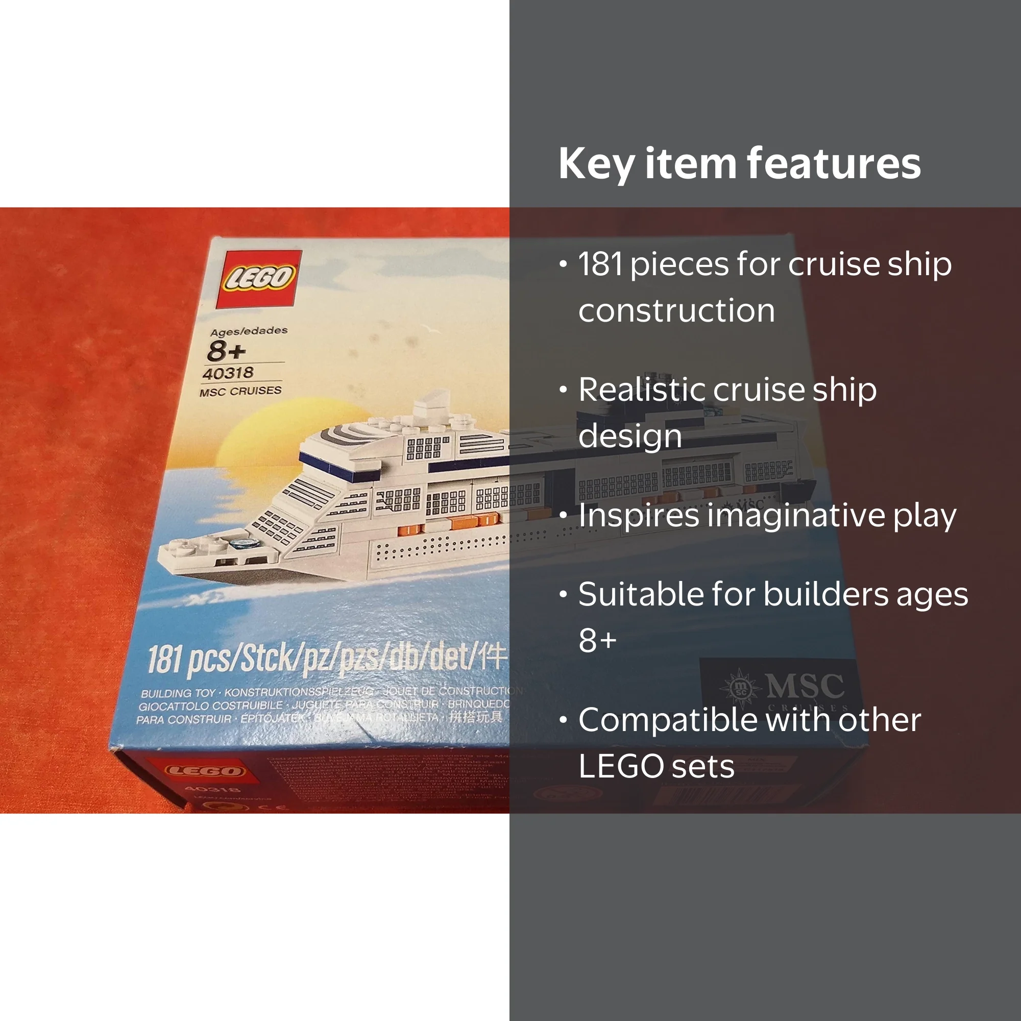 LEGO 40318 MSC Cruises Cruise Ship, 181 Pieces - Walmart.com