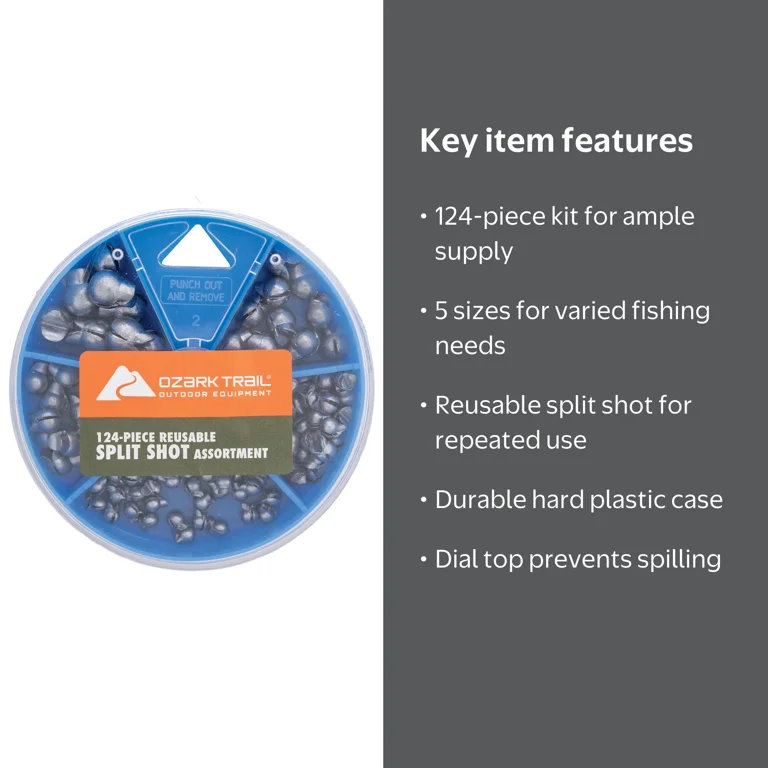 Ozark Trail Reusable Split Shot Fishing Weights Assortment Kit