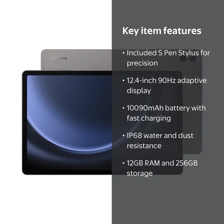 Samsung Galaxy Tab S9FE+ With S Pen, Wi-Fi ONLY, 12.4” 90Hz