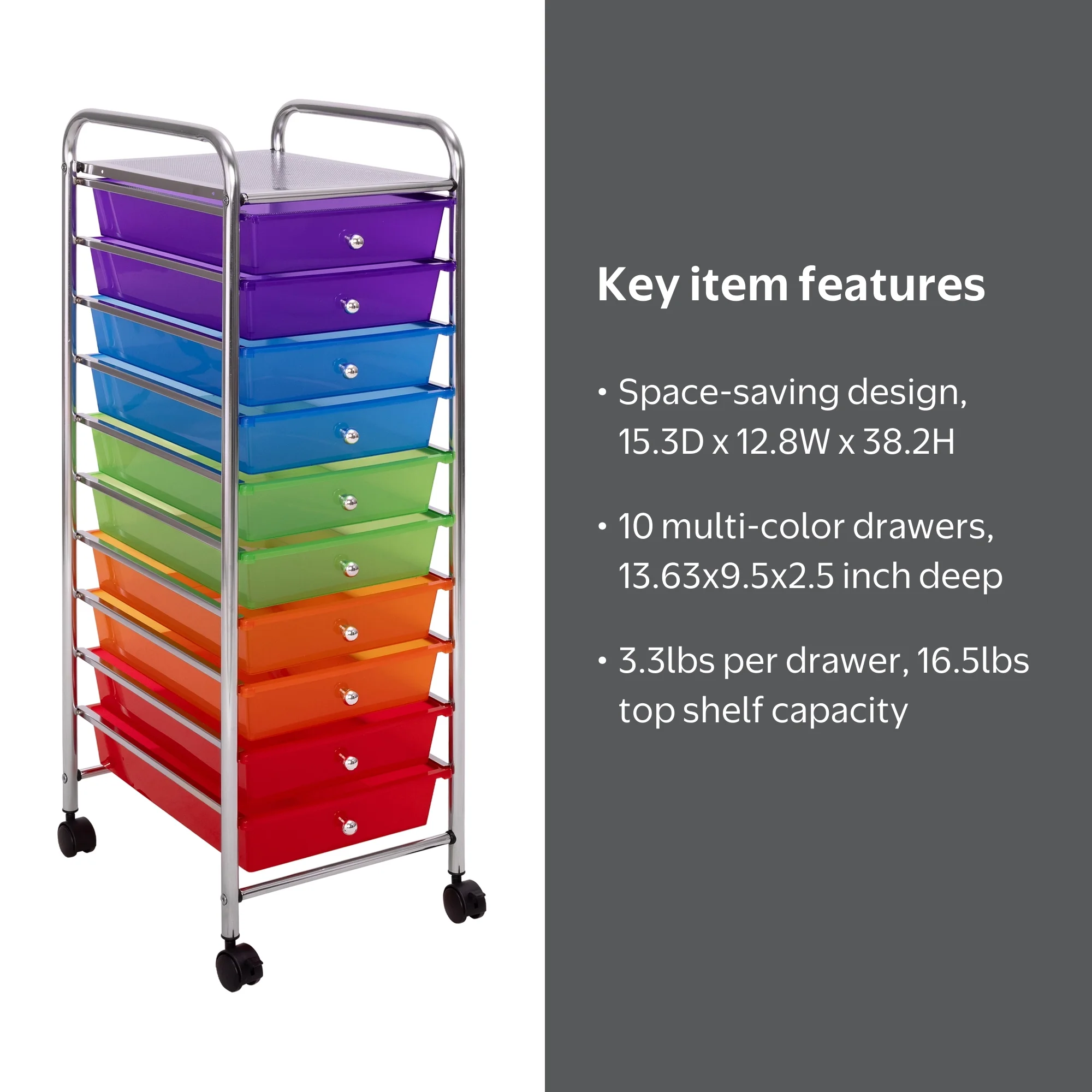 Seville Classics Steel File Organizer, 10 Compartments, Multi