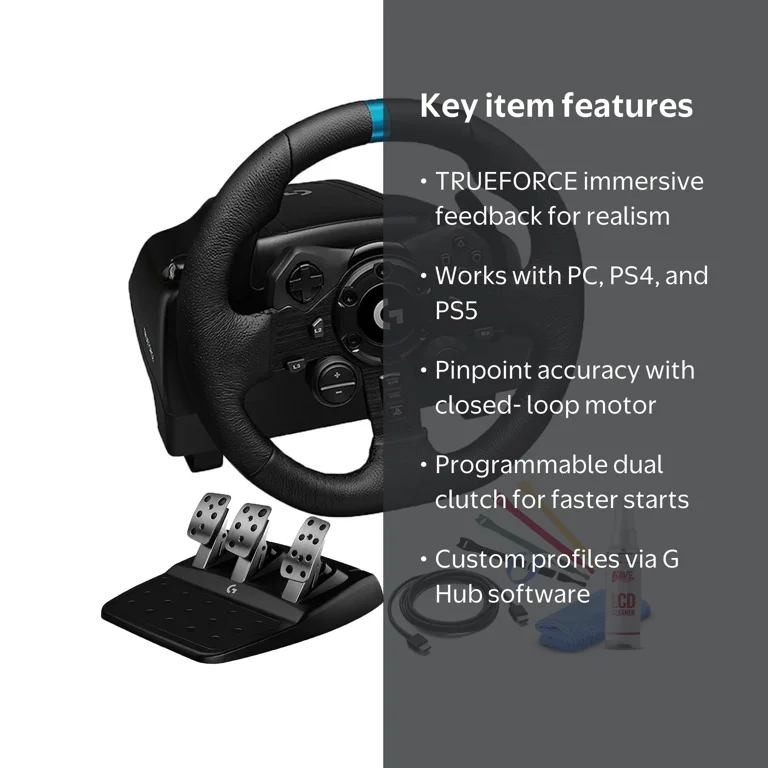 Logitech G923 TRUEFORCE Sim Racing Wheel and Pedals for Gaming on