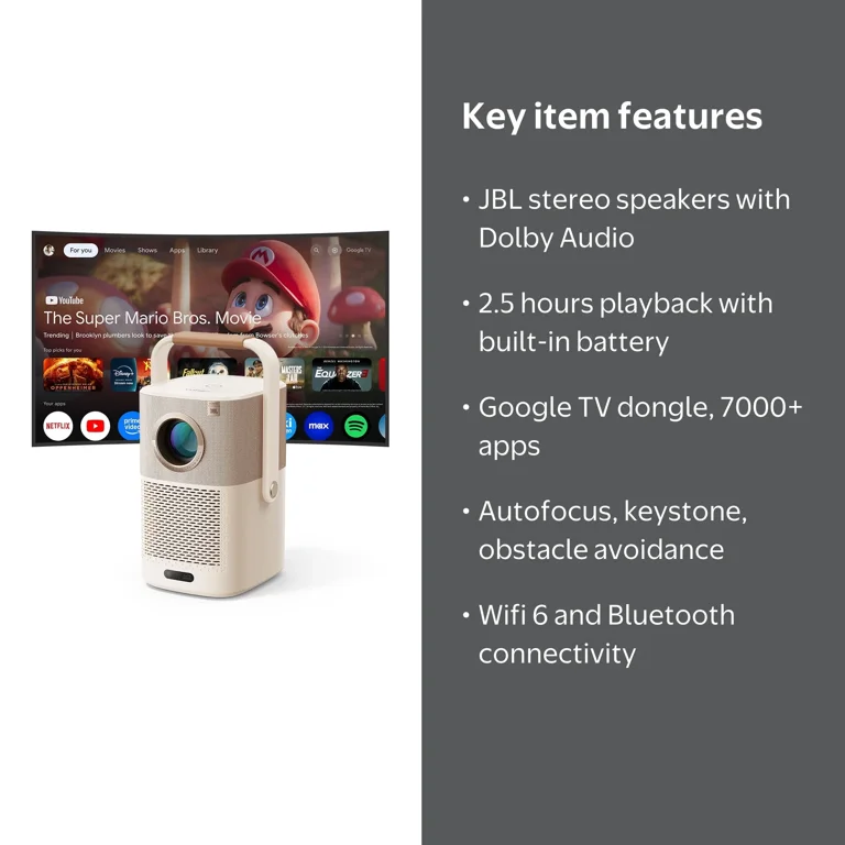 Yaber T2 Plus GTV Outdoor Projector Sound by JBL & Built-in