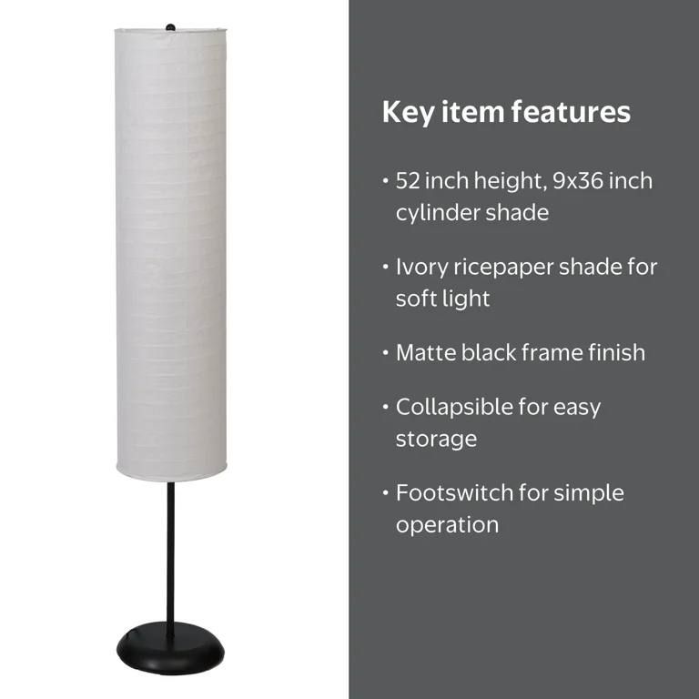 Mainstays Bohemian Collapsible Floor Lamp with Ivory Rice Paper