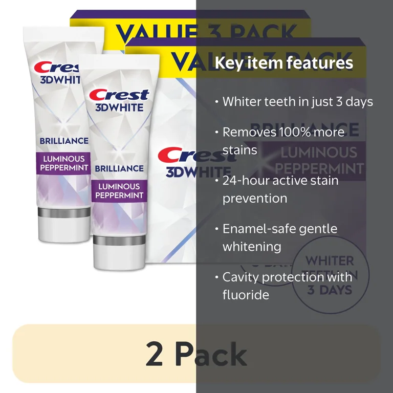 6 pack) Crest 3D White Brilliance Vibrant Peppermint Teeth