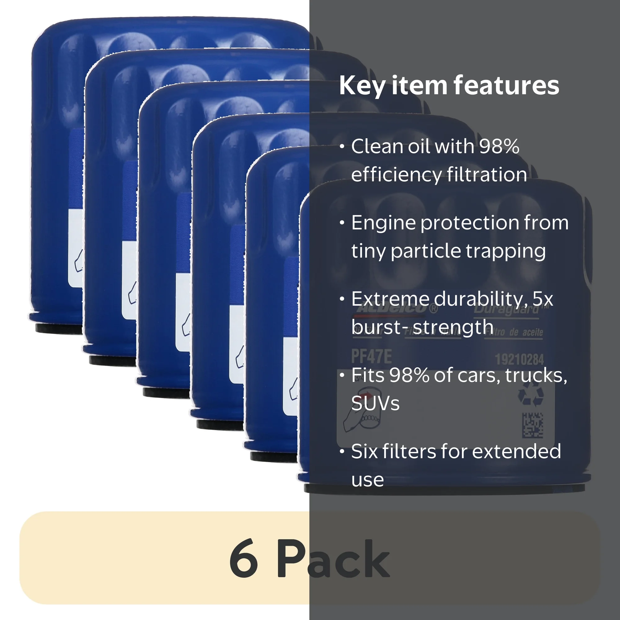 ACDelco Professional OE Engine Oil Filter PF47E 6 Pack for GM and