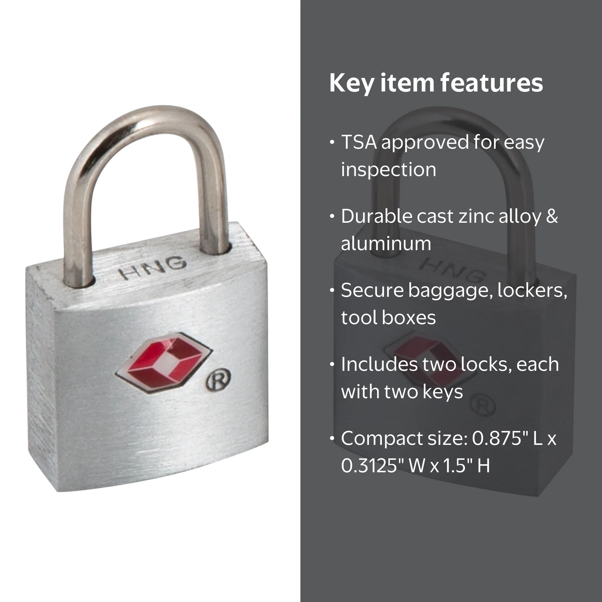 G-Force TSA-Approved 2-Pack Cast Zinc Alloy Pad Lock - Walmart.com