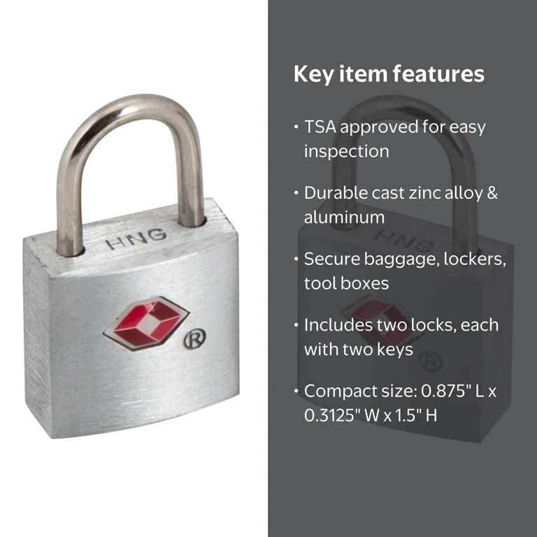 G-Force TSA-Approved 2-Pack Cast Zinc Alloy Pad Lock - Walmart.com