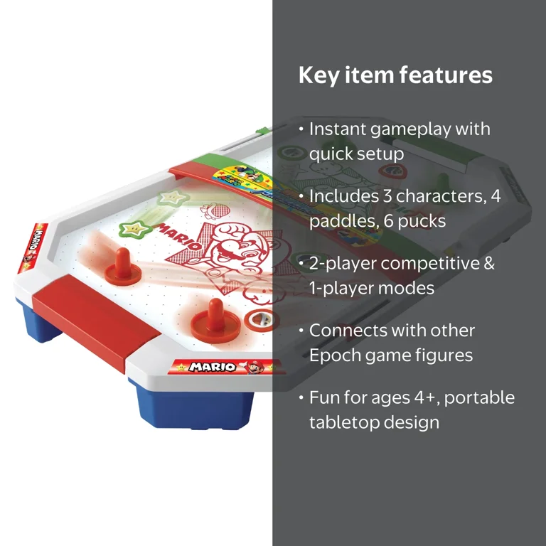 Epoch Games Super Mario Air Hockey & Figures, 2-Player & Single