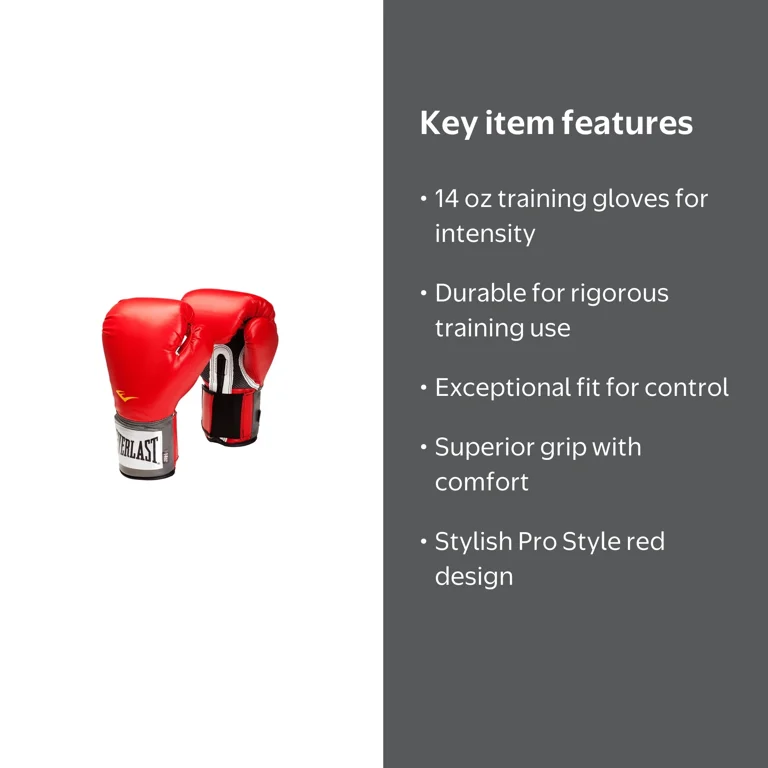Everlast Pro Style Durable Boxing Gloves for Training, Red, 14 oz