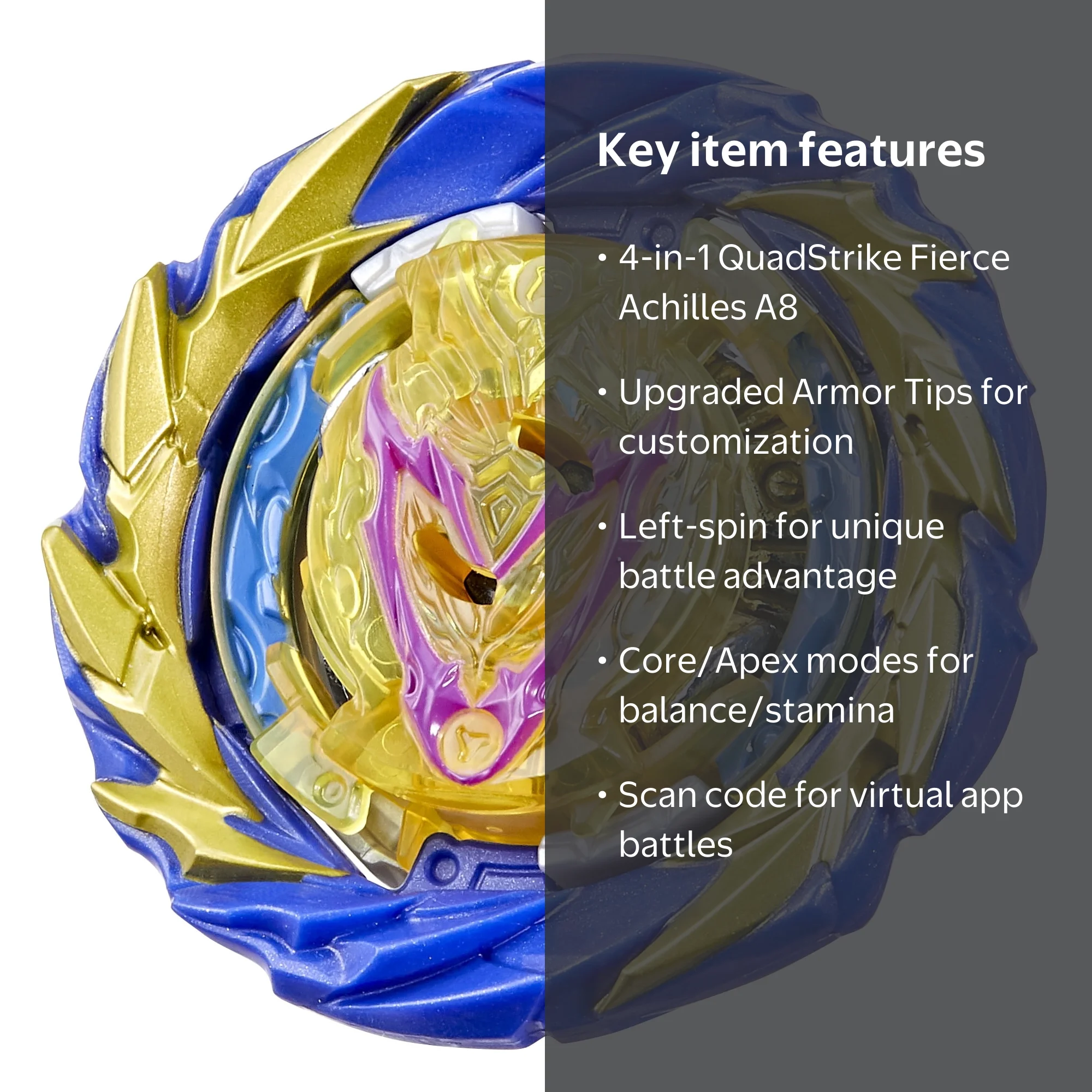 Beyblade Burst QuadStrike Fierce Achilles A8 Spinning Battling Top