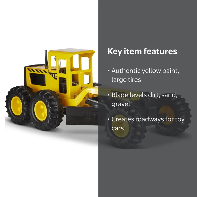 Tonka Toy Construction Vehicle Steel Tough Grader Side-to-Side