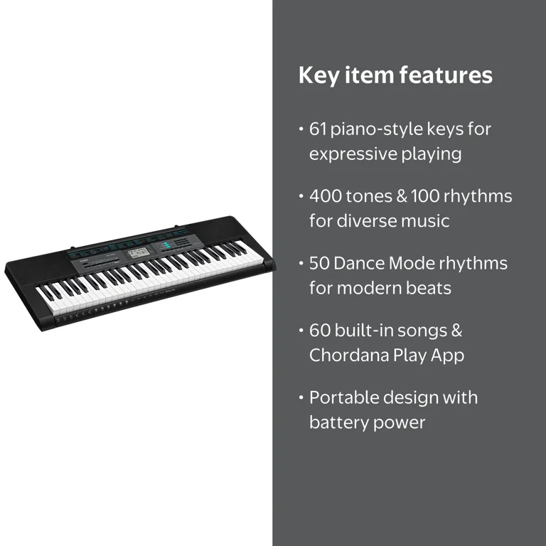 Casio CTK-2550 61 Key Portable Black Keyboard with App Integration