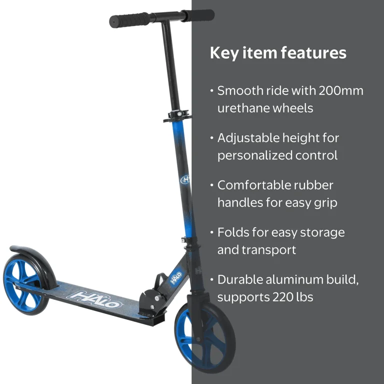 Halo Rise Above Big Wheel Scooter Blue XL Wheels Folding