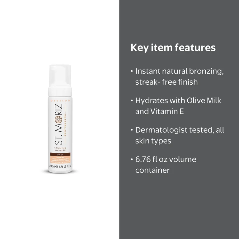 ルティナー&マホロサミースト St. Moriz, Professional Tanning Mousse Dark, 6.76 fl oz, Self Tan