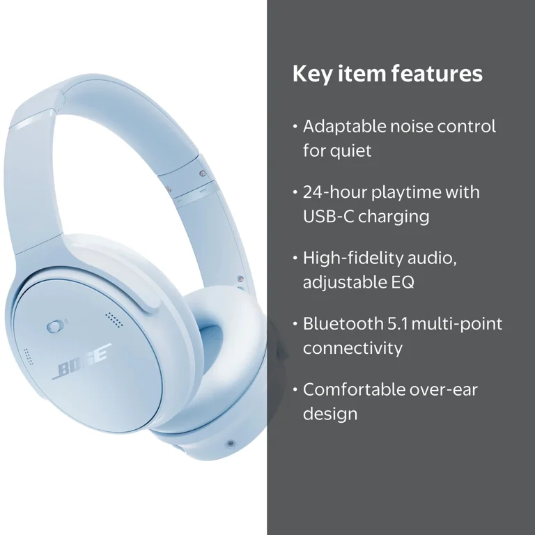 Bose QuietComfort Headphones, Bluetooth Over Ear Noise Cancelling