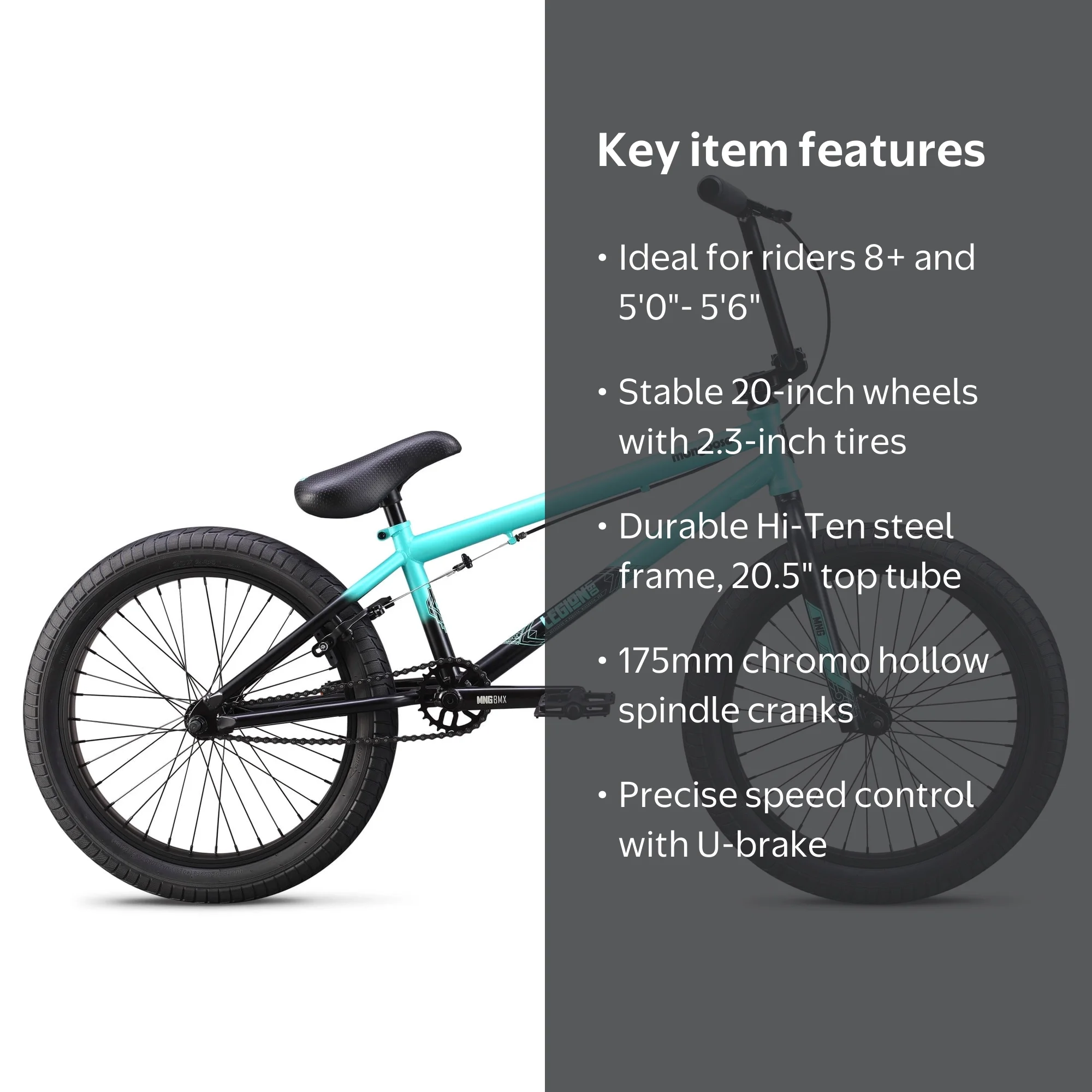 Mongoose, Legion L60 Freestyle BMX Bike, 20-Inch Wheels, Teal