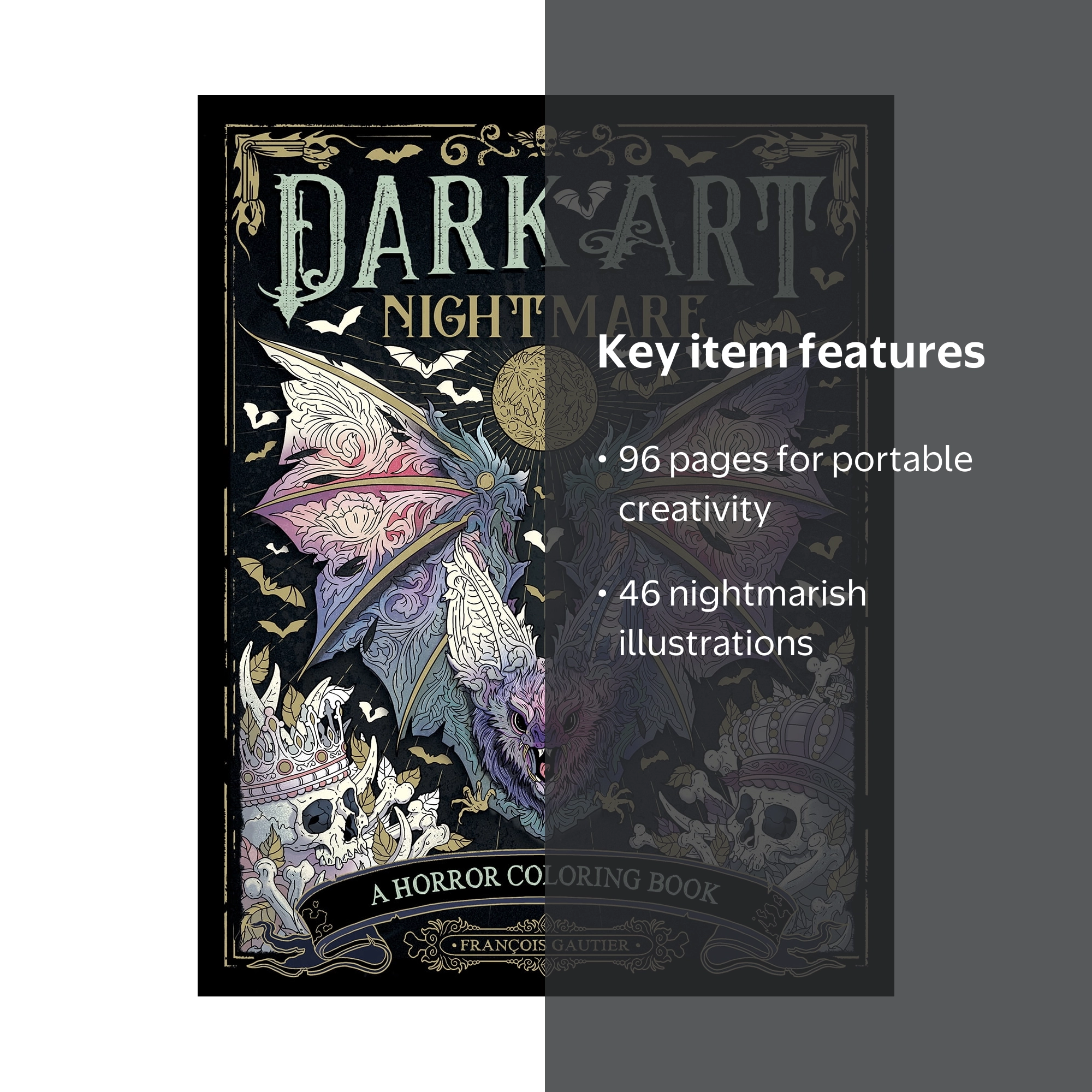 Dark Art Nightmare: A Horror Coloring Book, 96 pages (Paperback