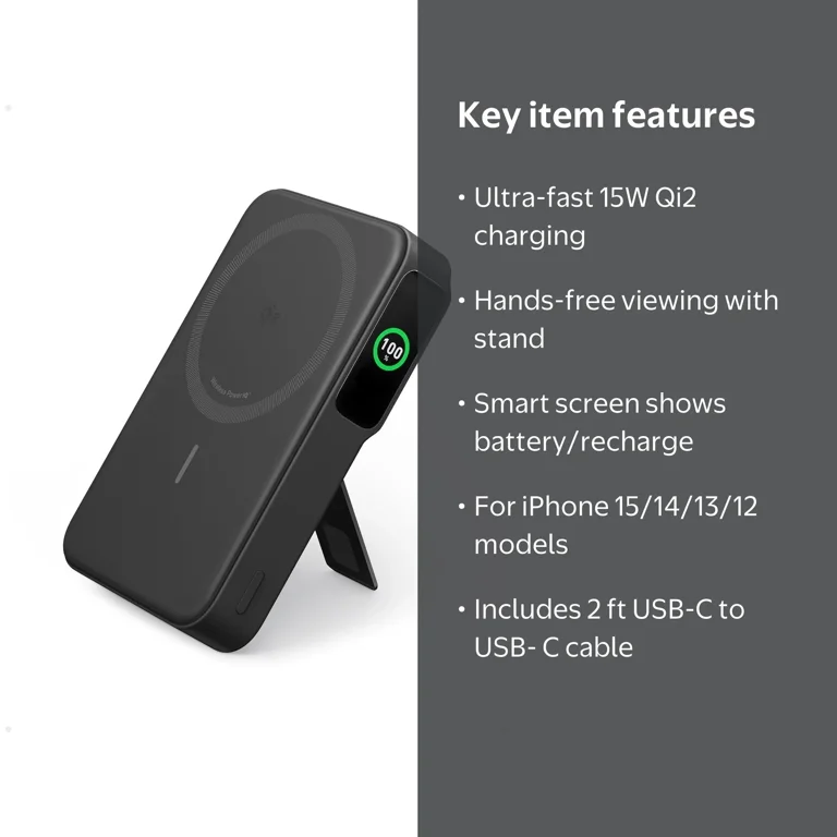 Anker MagGo Power Bank, 15W Wireless Charger, 10,000mAh, Foldable