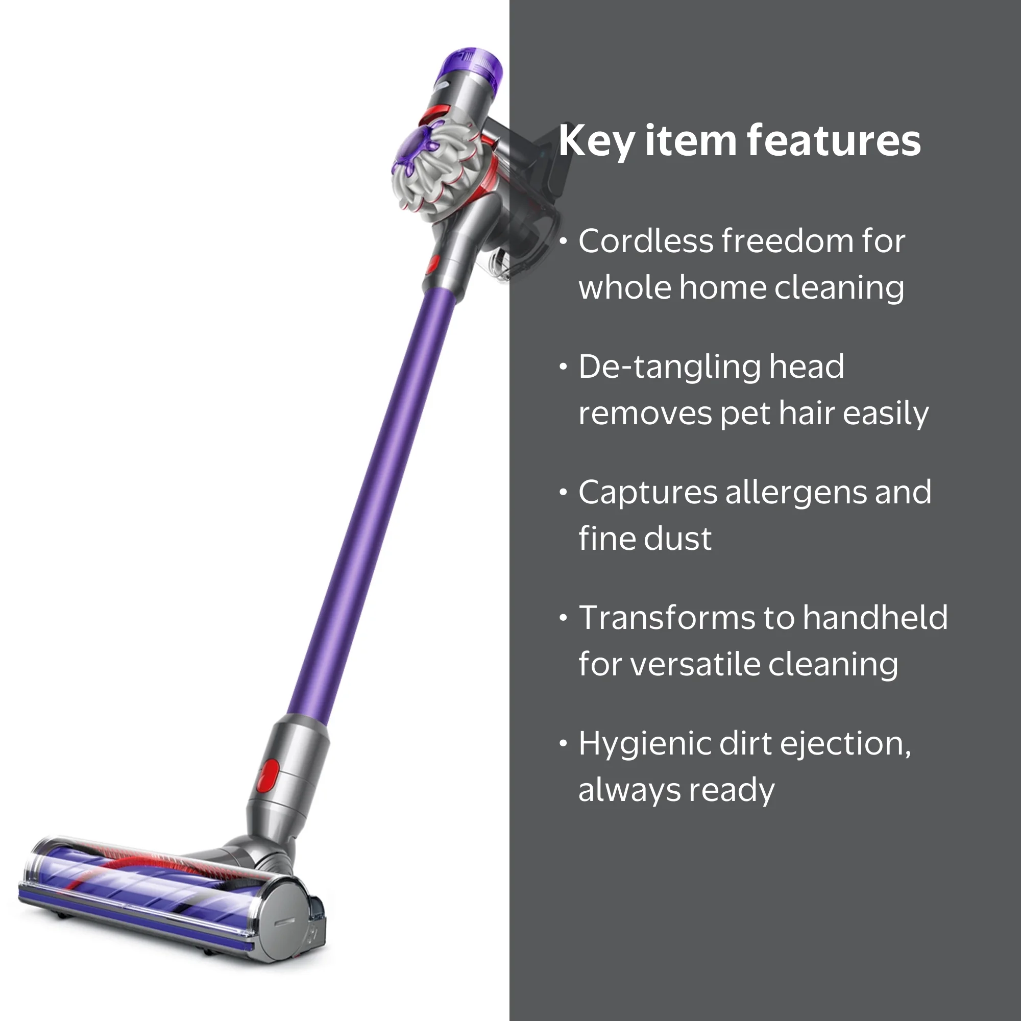 Dyson V8 Origin+ Cordless Vacuum, Purple, Lightweight, Pet Hair