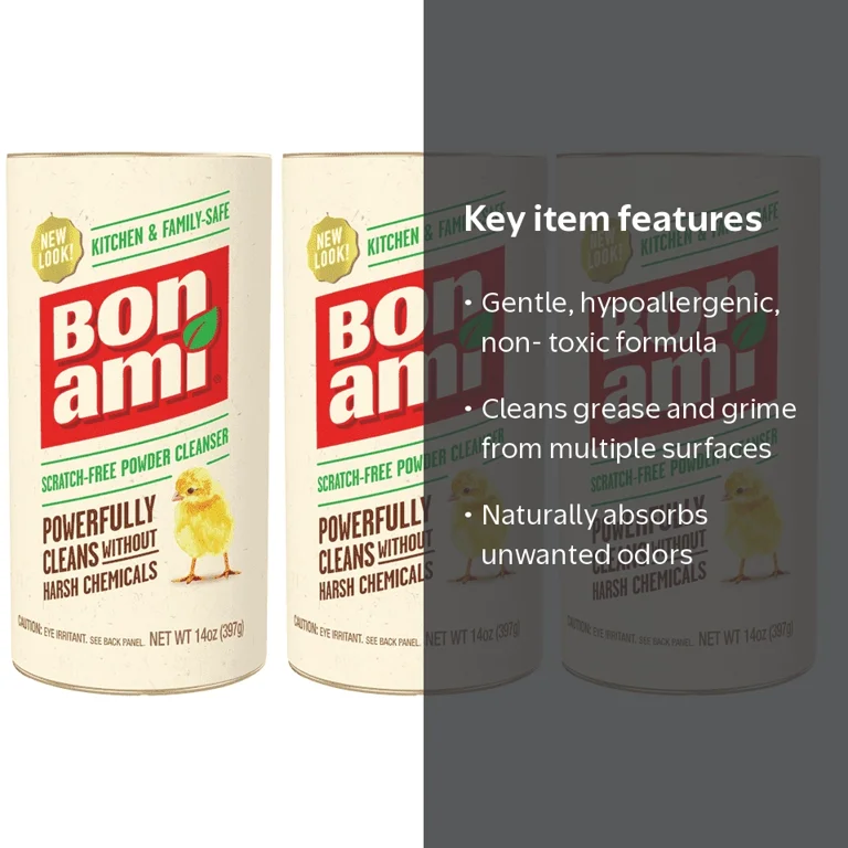 Bon Ami Powder Cleanser, 14 oz. 3 Pack, Eco-Friendly Household