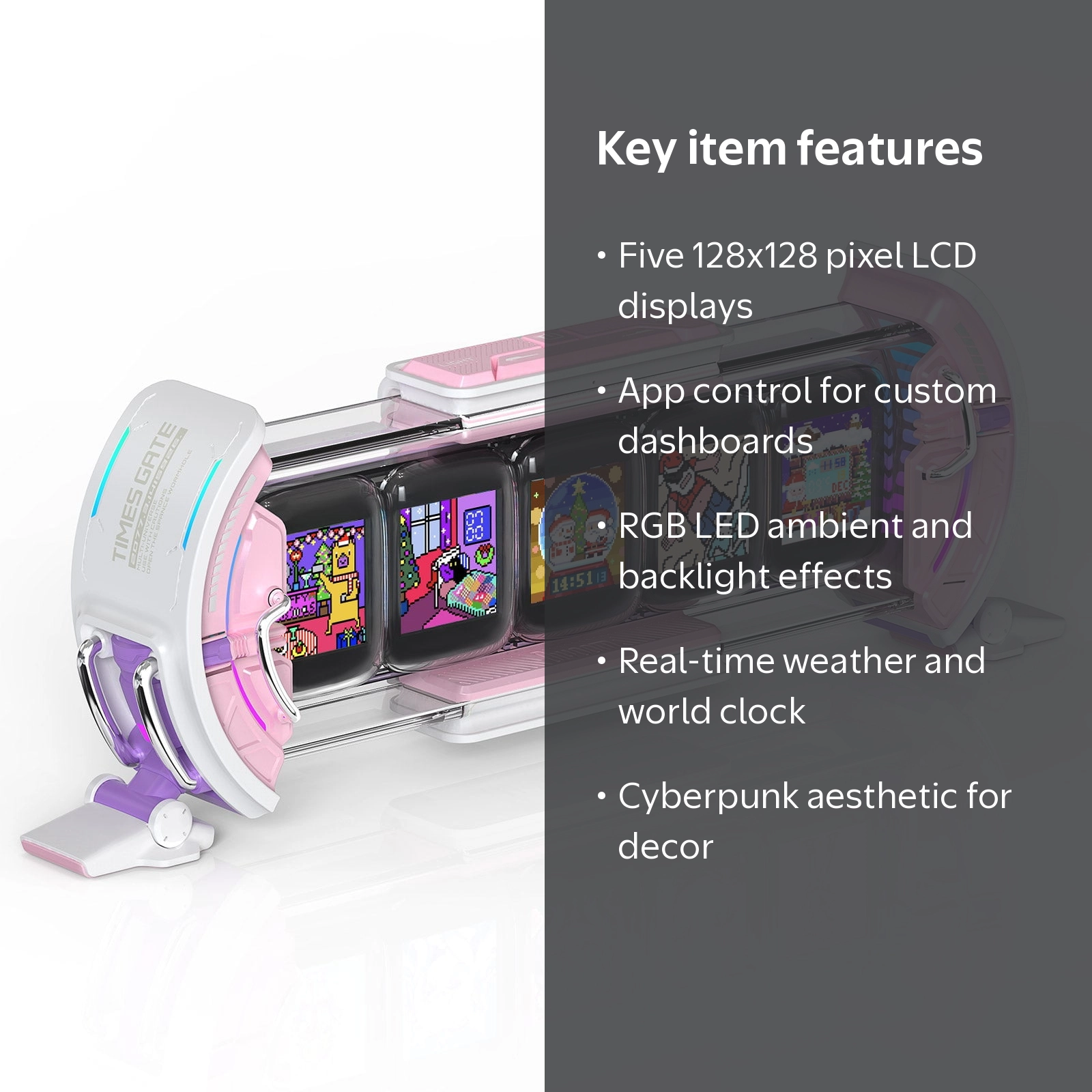 Divoom Times Gate Digital Clock with Smart App, WiFi, RGB LED