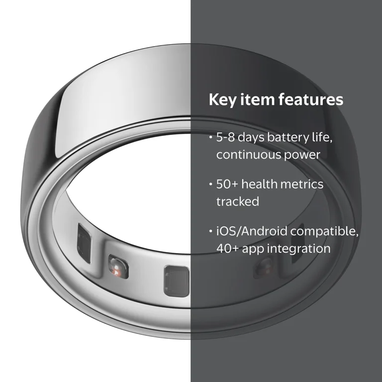 Oura Ring 4, Silver, Size 8, Smart Wearable, Sleep, Fitness