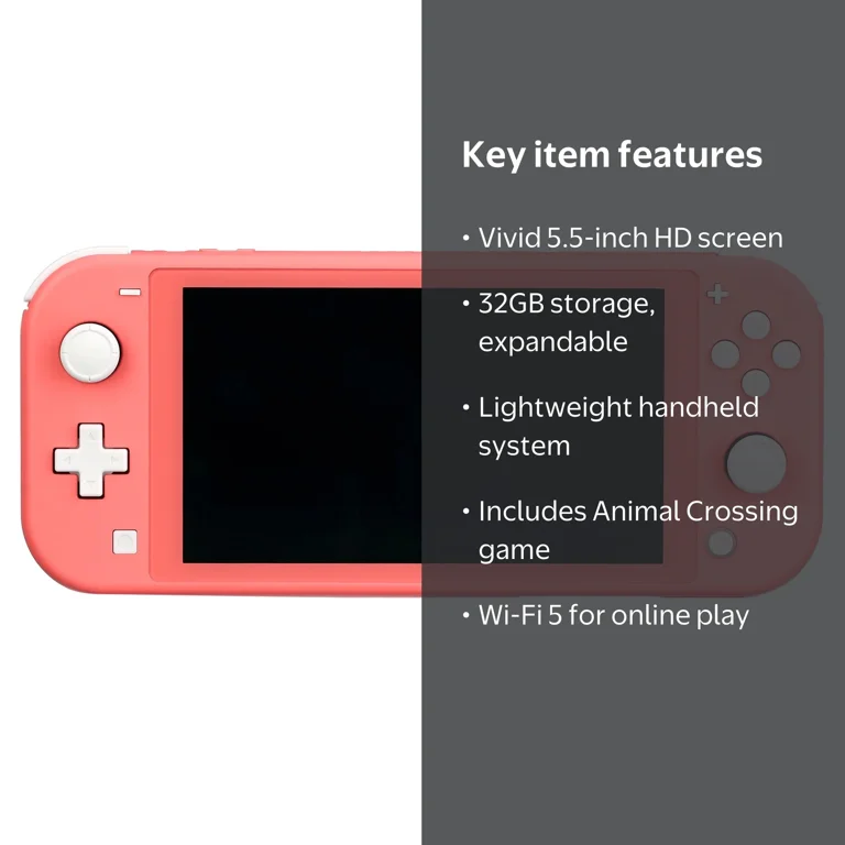 Nintendo Switch Lite Console, Coral - Isabelle's Aloha Edition