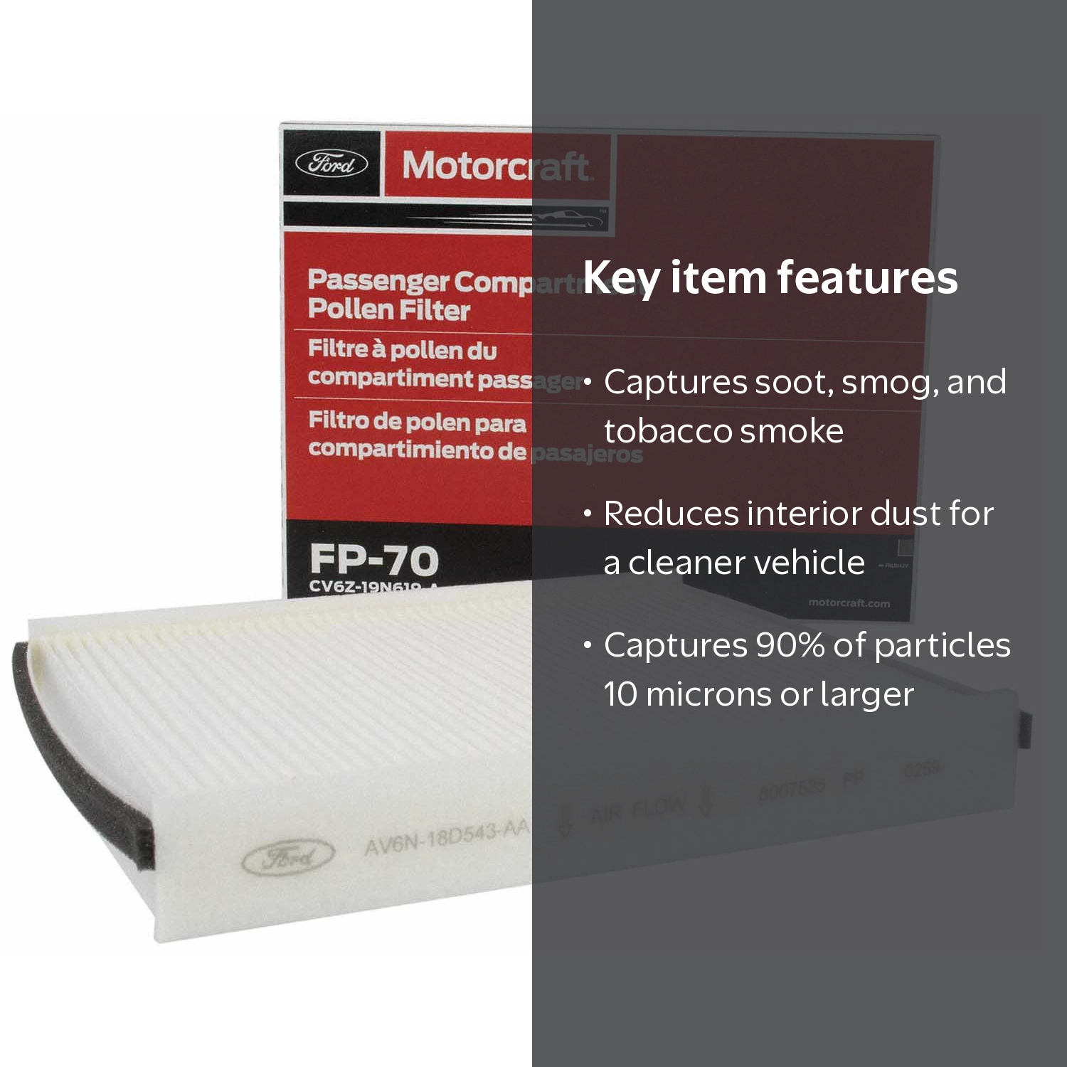 Motorcraft, Cabin Air Filter, FP70, Red for Vehicle HVAC System