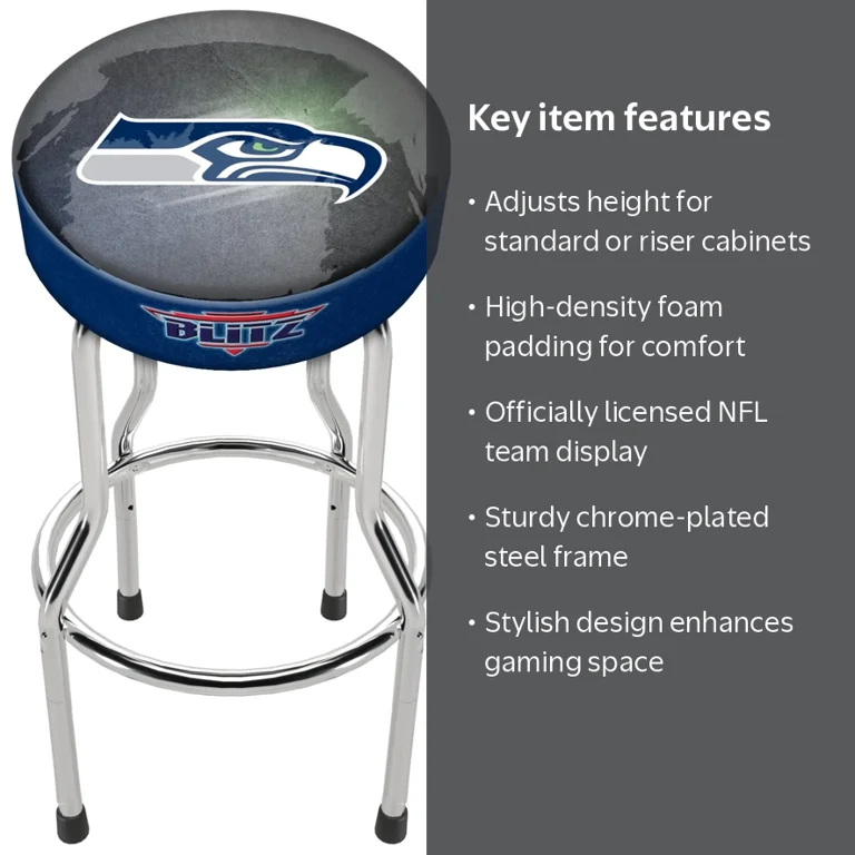 Seattle Seahawks Adjustable NFL Blitz Team Pub Stool, Arcade1Up