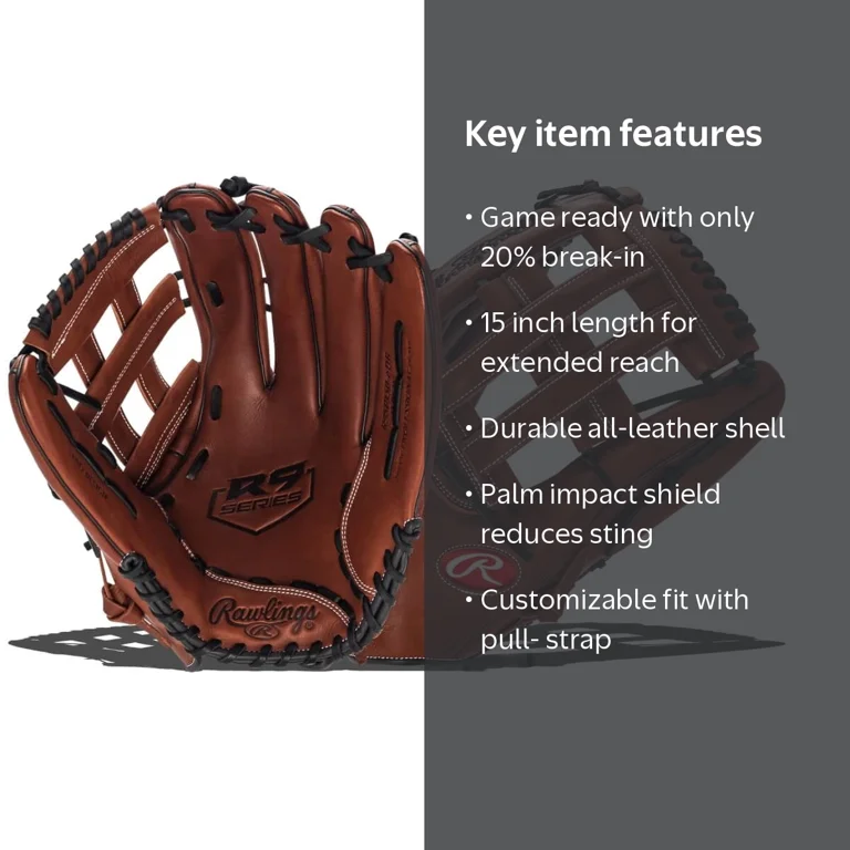 Rawlings R9SP150-6DB 15 Inch Slow Pitch Softball Glove, Right Hand