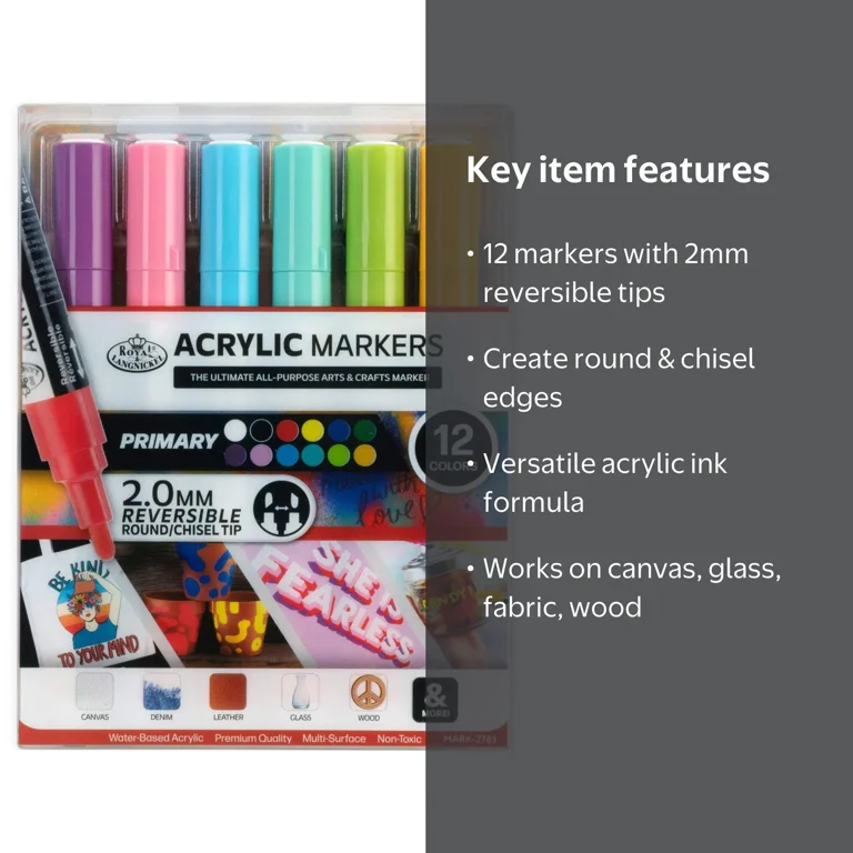 希少surface DOUBLETIME&MARKER金具セット　ツインチップ Royal & Langnickel 12PC Acrylic 2.0 mm Reversible Tip Primary
