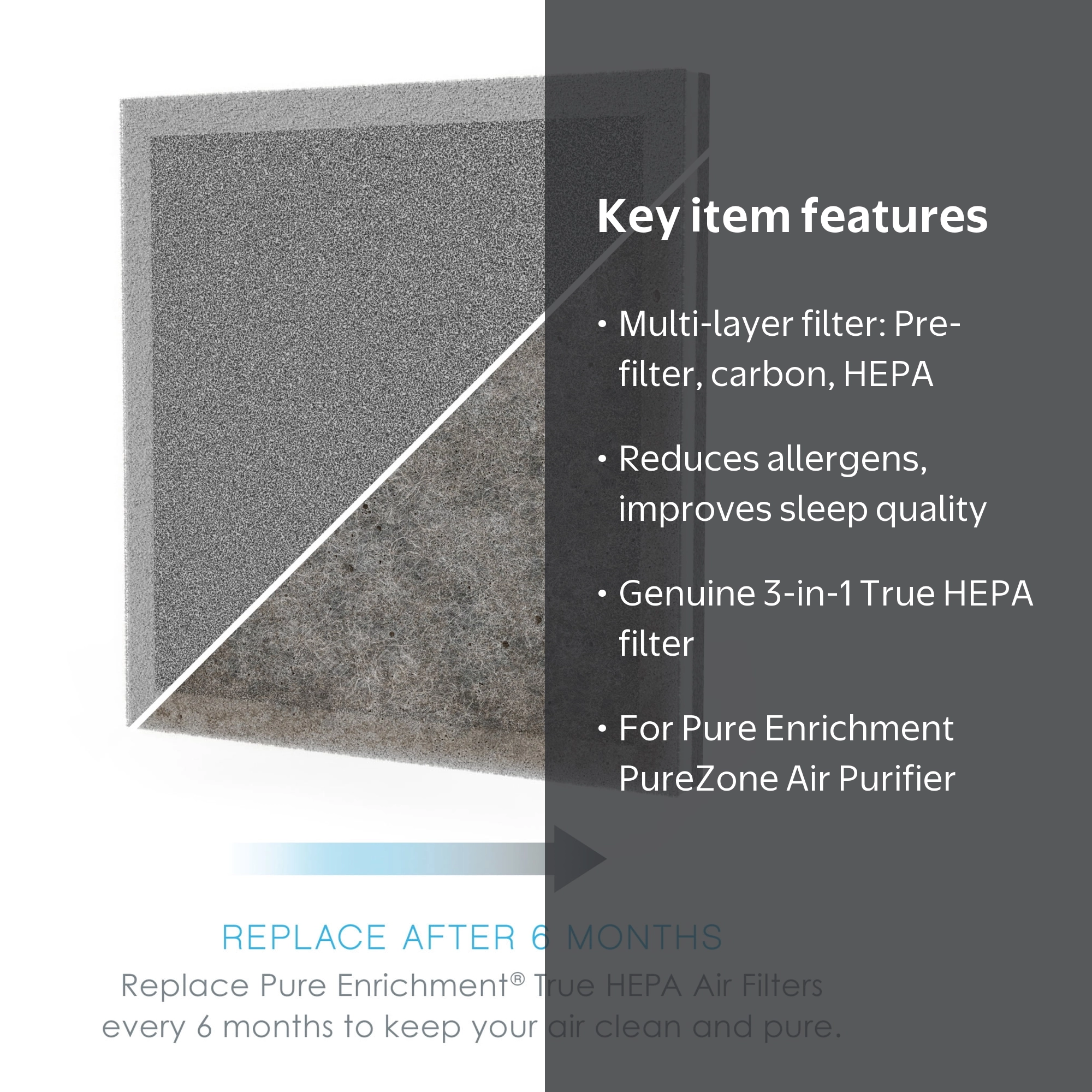 Pure Enrichment, 3-in-1 True HEPA Replacement Filter, Compatible