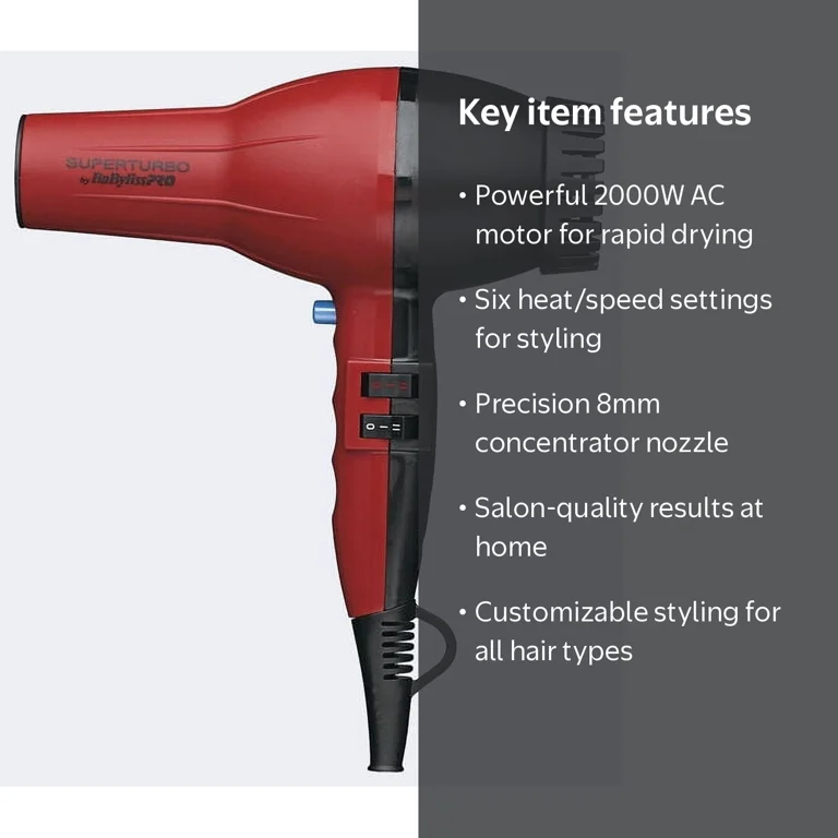 BaBylissPRO Portable Professional Turbo Hair Dryer Styler with