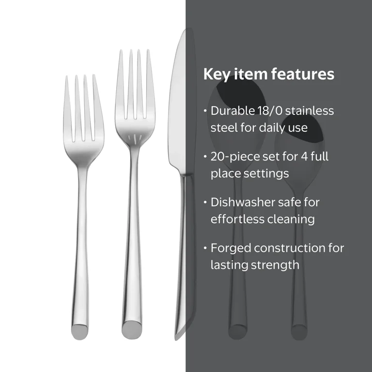 Towle, Flatware Set, Wave 20-Piece, Service for 4, Stainless Steel