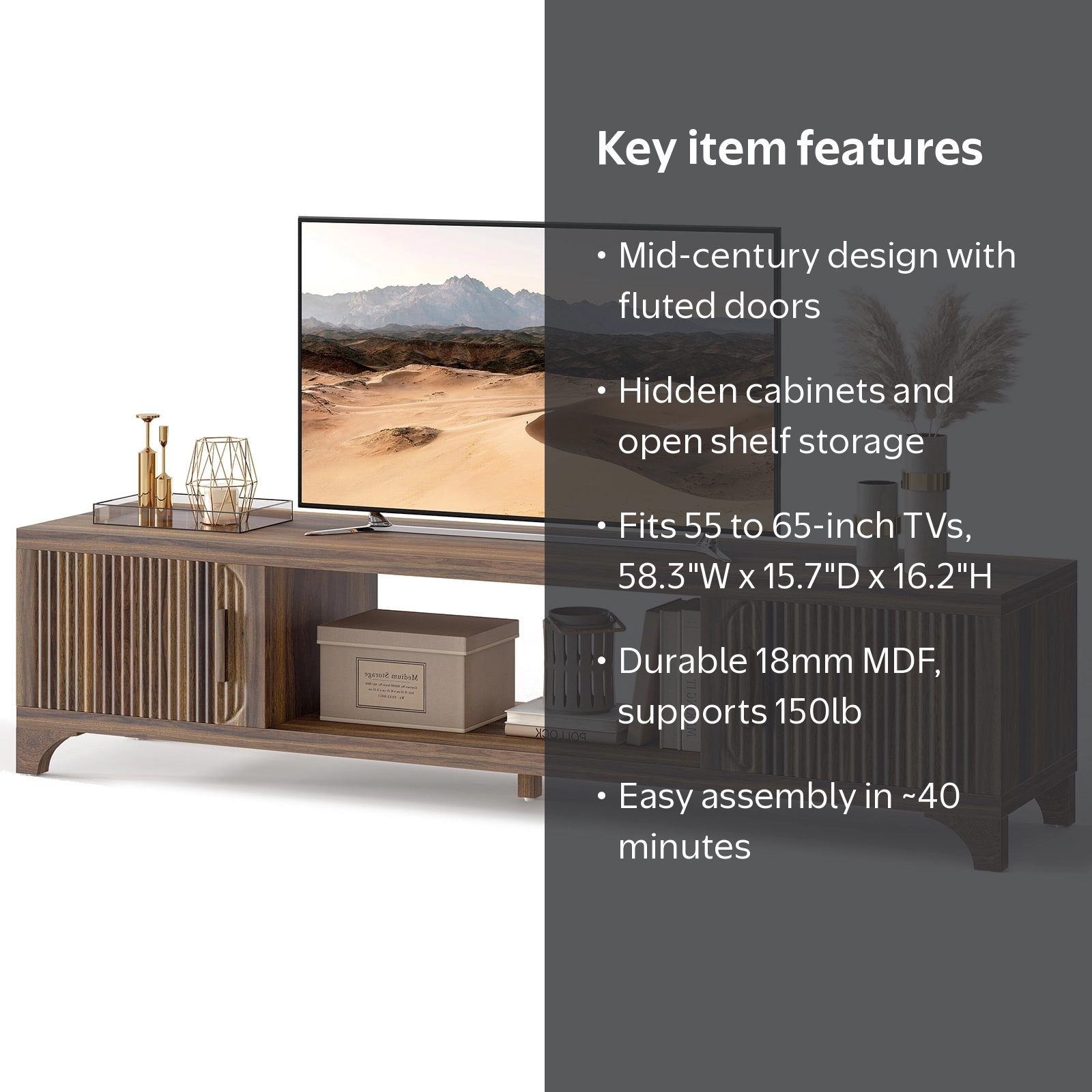 Vebreda 58 Inch Modern TV Stand for 55