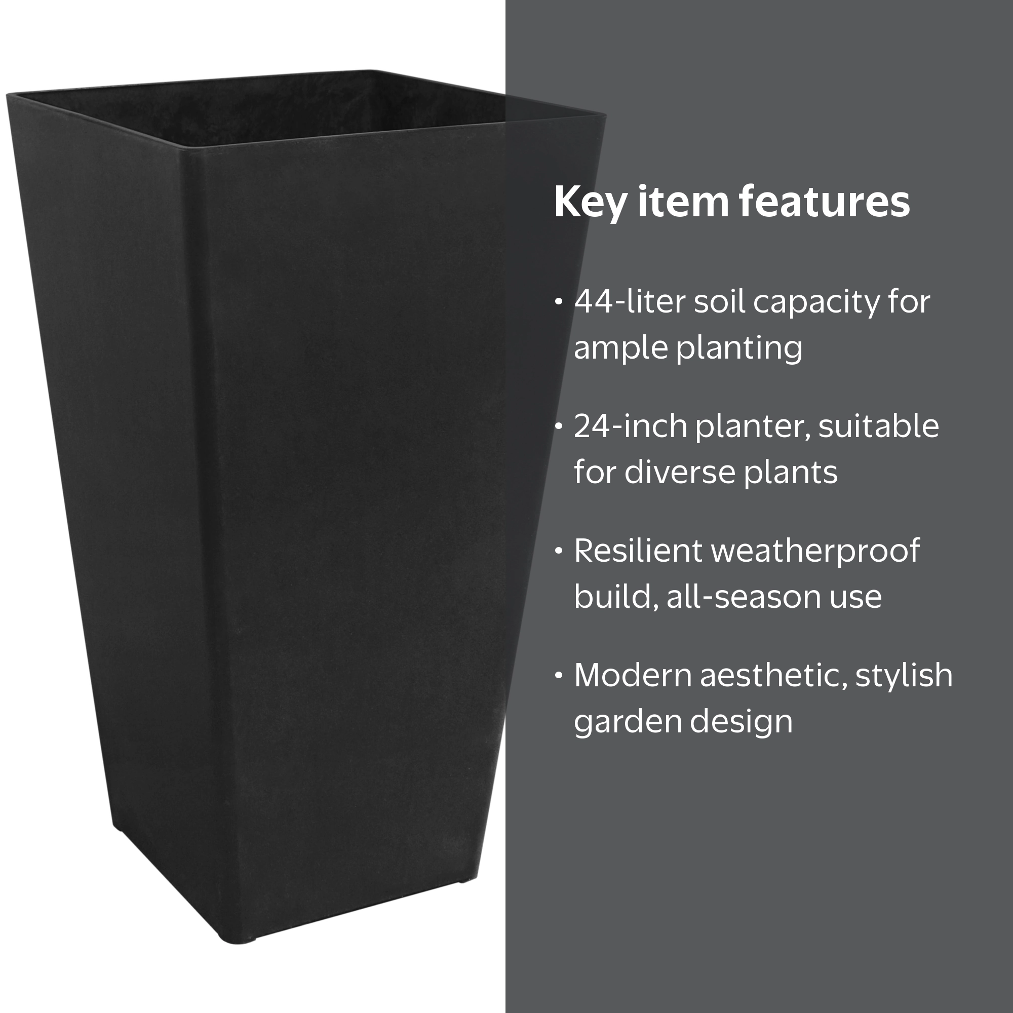 Multy Home 24 Inch Avondale Self-Watering Planter, Slate, Large
