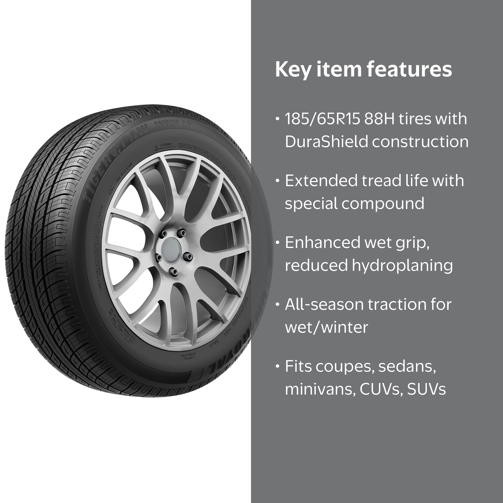 ゆぅ185／65R15 Uniroyal Tiger Paw Touring A/S All Season 185/65R15 88H Passenger