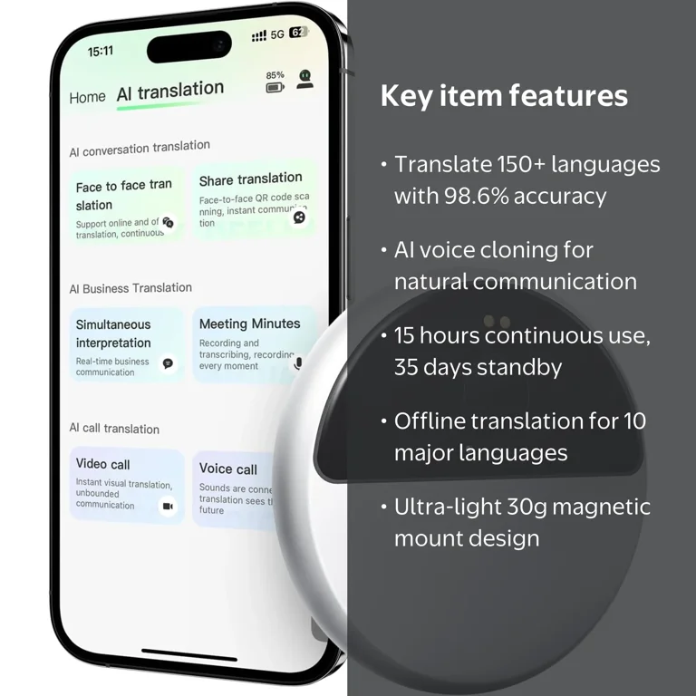 InnAIO AI Translator T9 Real Time Voice Cloning, Support 150+