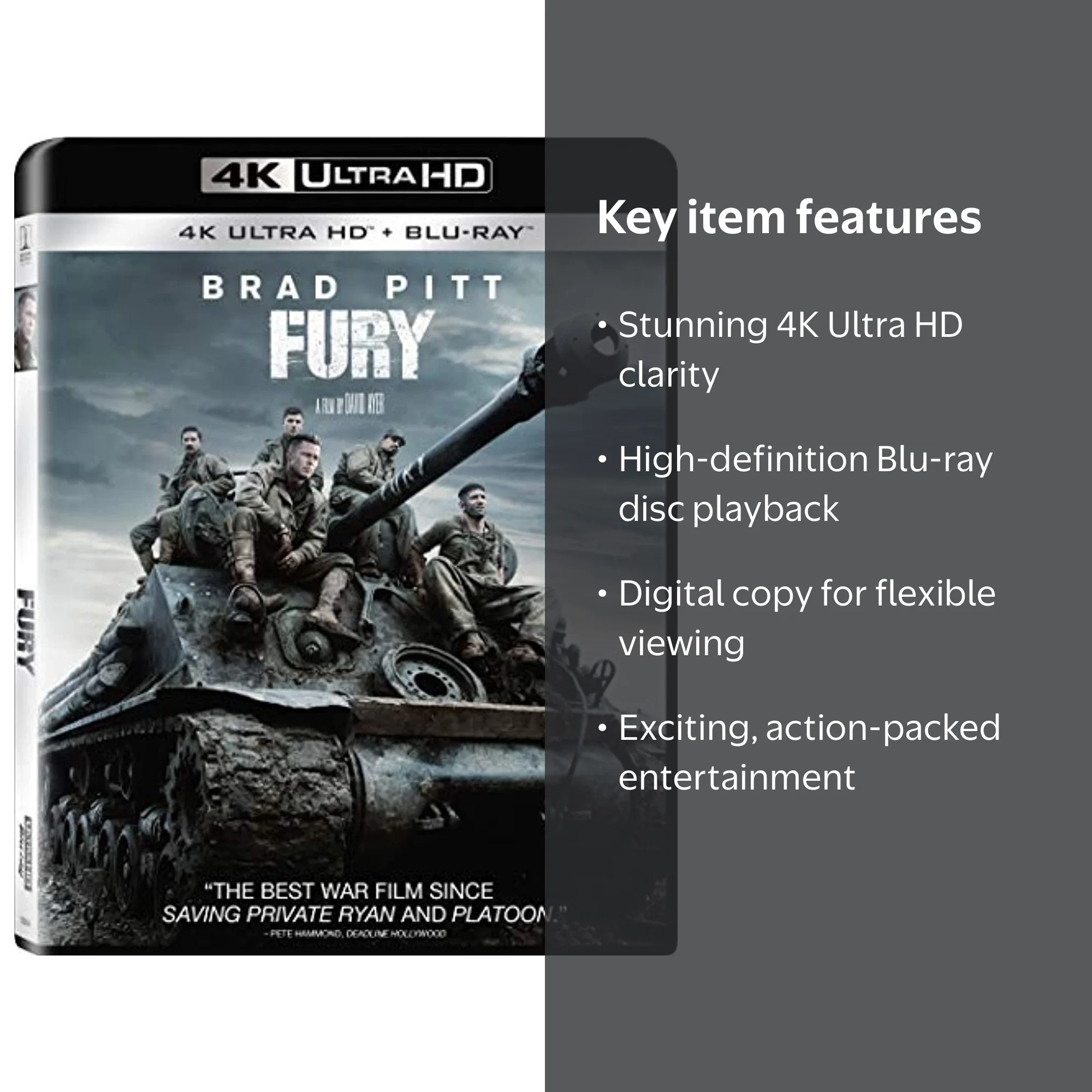 Sony Pictures Fury 4K Ultra HD Blu-ray + Digital Copy - Walmart.com