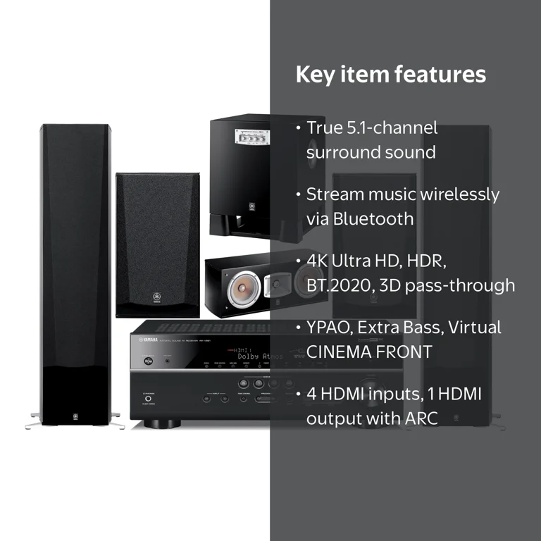 Yamaha 5.1-Channel Wireless Bluetooth 4K Home Theater System
