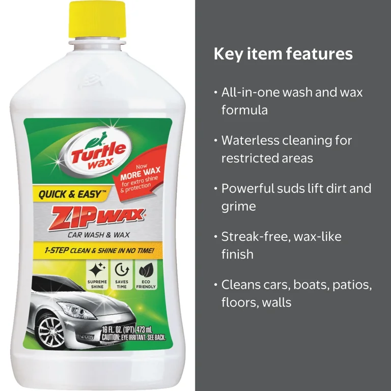 Turtle Wax, Car Wash Zip Wax, 16 oz, Powerful All-in-One Cleaner