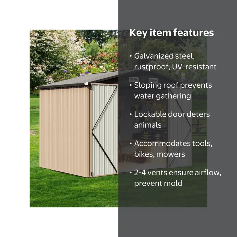 Sunmthink 6.4'x4' Outdoor Storage Shed, Metal Tool Shed with