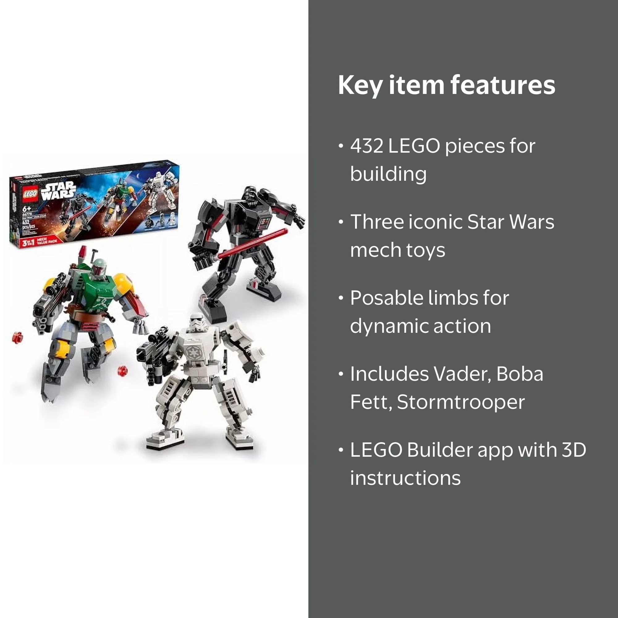 LEGO Star Wars 3-Pack Mech Action Figure Set 66778 (432 Pieces