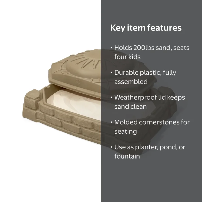 Step2 Naturally Playful Sandstone Beige Plastic Sandbox Toy with