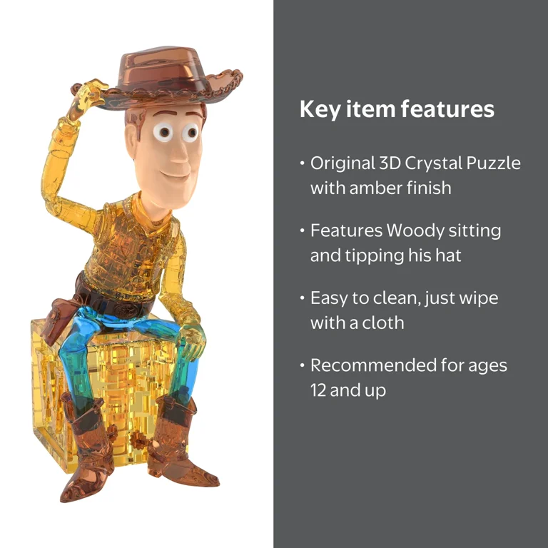 【未使用】Toy Story クリスタル　プレミアム台座付き BePuzzled 3D Crystal Puzzle - Pixar Toy Story Woody: 35 Pcs