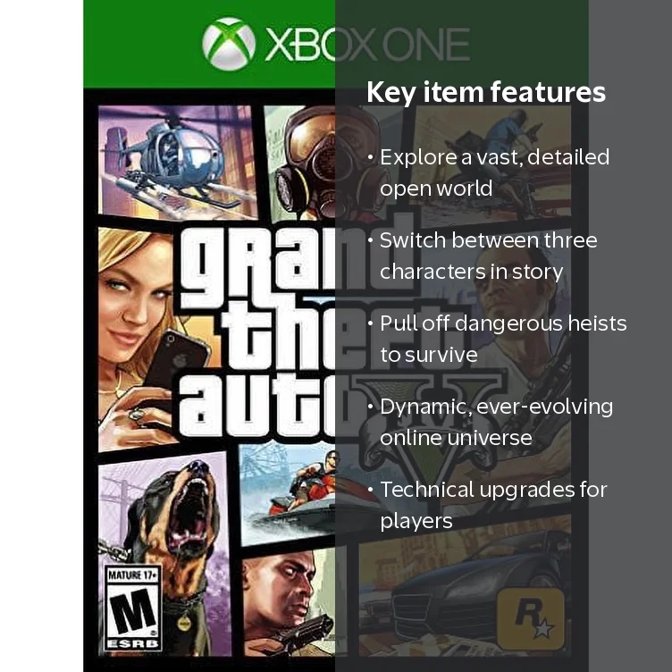 Rockstar Games GTA V Open World Video Game, Xbox One, Physical