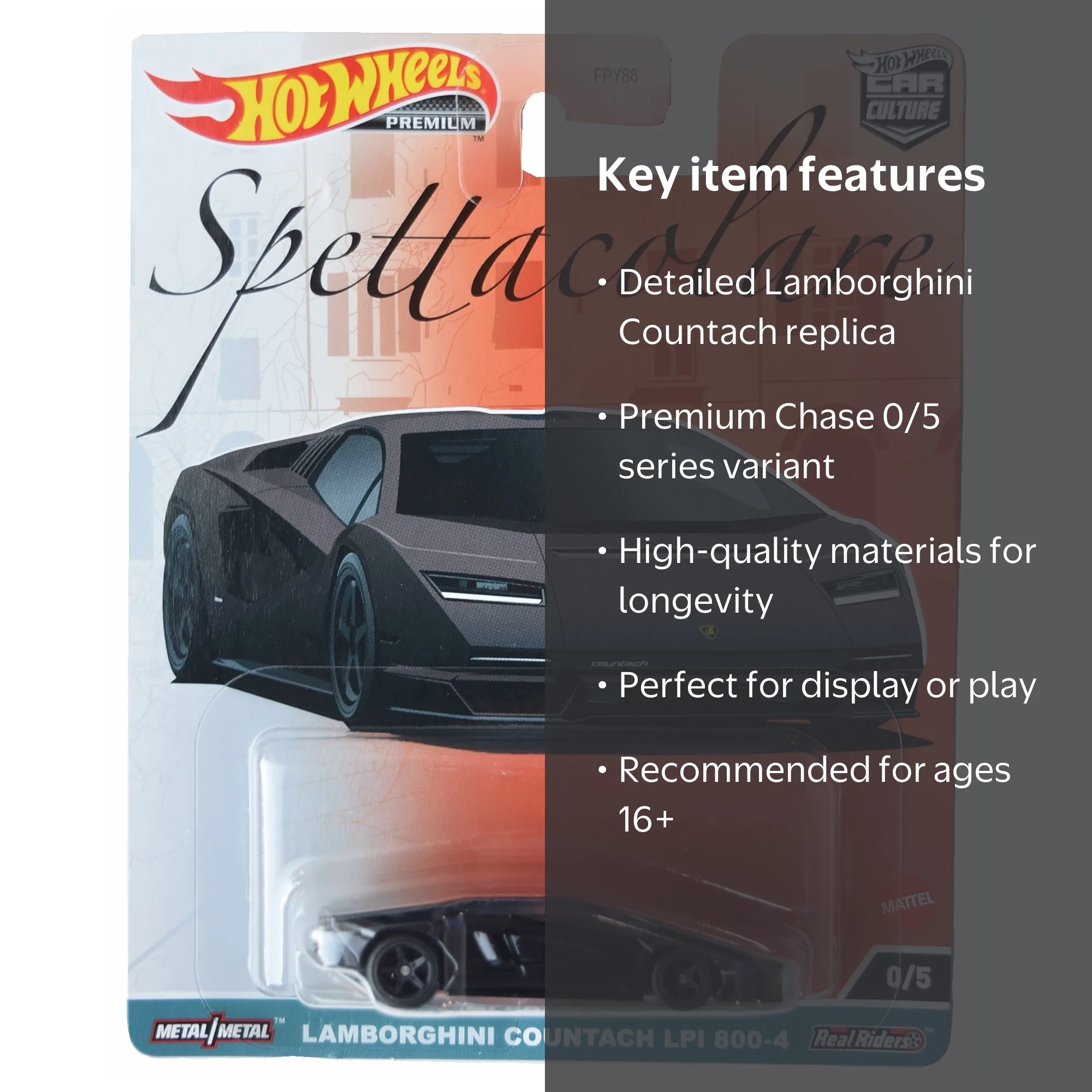 Hot Wheels Lamborghini Countach LPI 800-4 Spettacolare Play