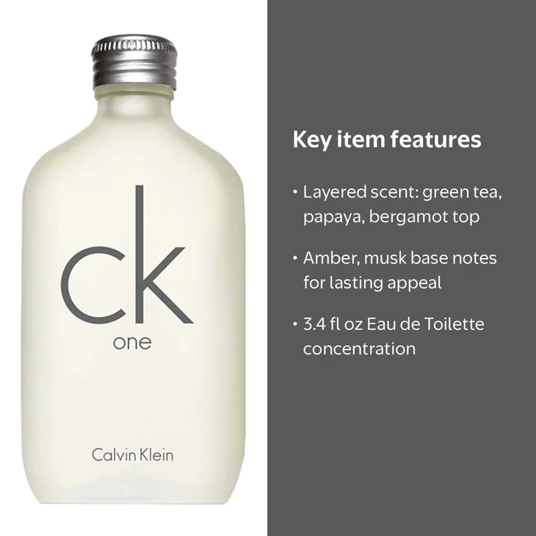 Calvin Klein, CK One Eau de Toilette, 3.4 fl oz, Unisex Cologne
