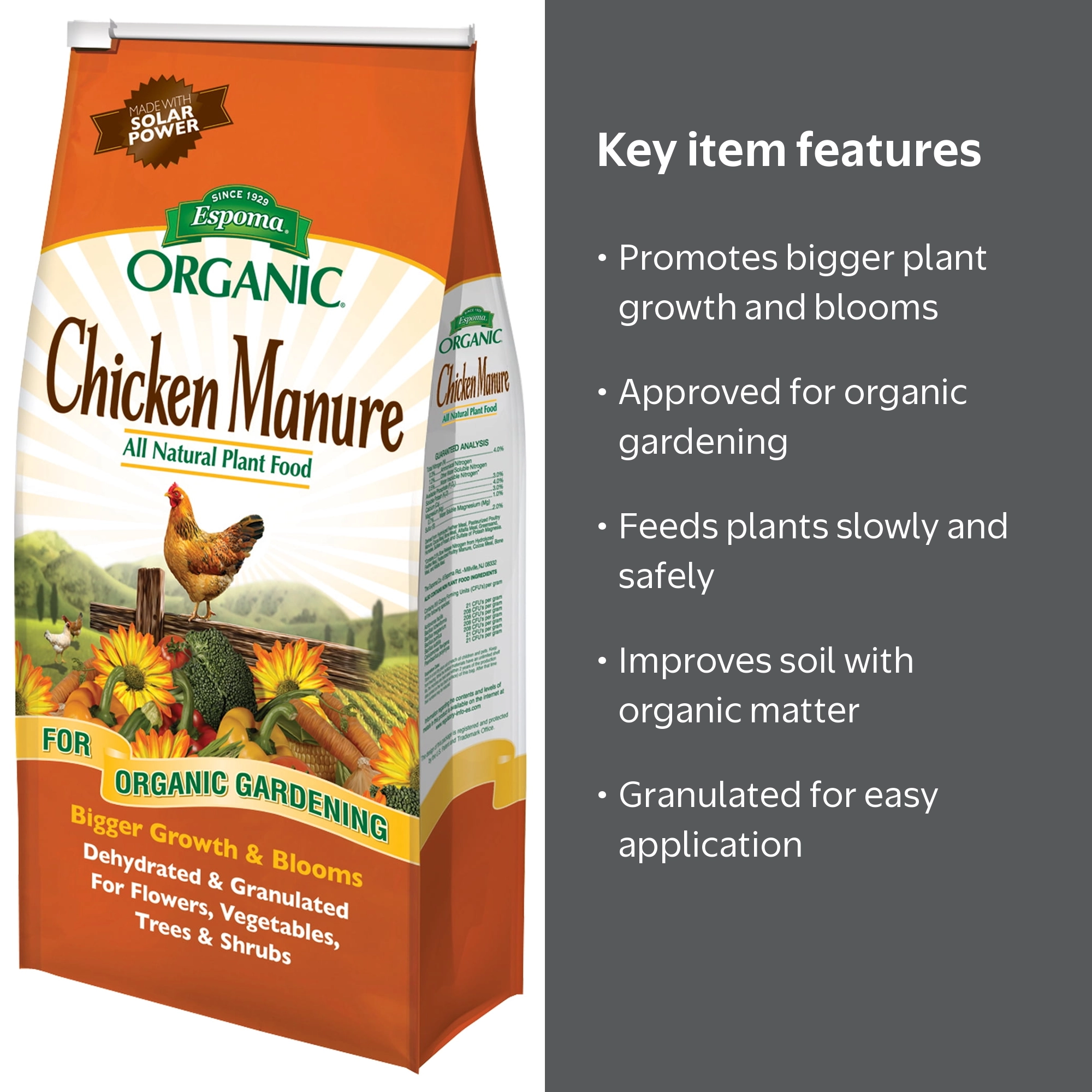 Espoma, Organic Chicken Manure, 25lb, All Natural Plant Food